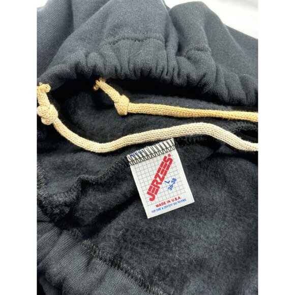 VTG Jerzees Sweatpants New York Puffy Paint Black Fleece Lined Elastic Waist USA - Picture 6 of 12